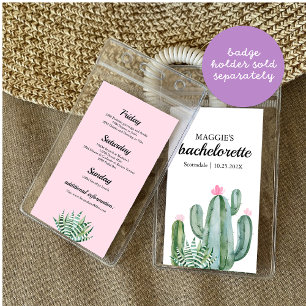 Cactus Desert Bachelorette Itinerary Badge Infoga Visitkort