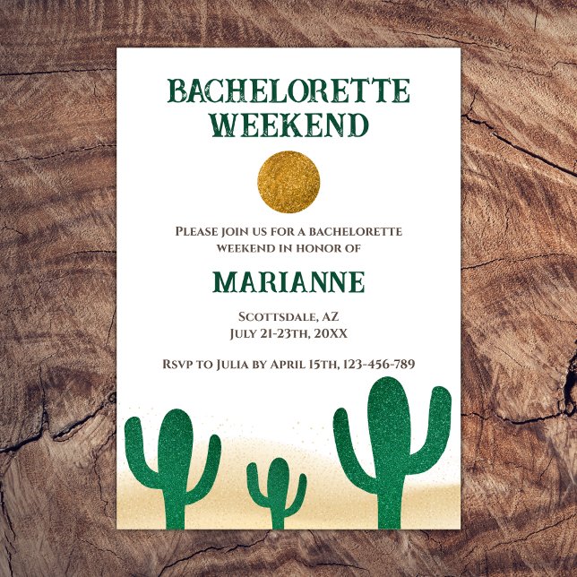 Cactus Desert Destination Bachelorette Helg Inbjudningar (cactus desert bachelorette weekend scottsdale weekend itinerary)