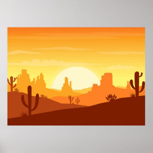 Cactus Desert liggande Poster