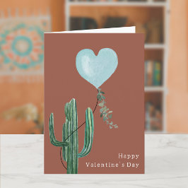 Cactus Desert Pun Terracotta Blue Alla hjärtans da Kort