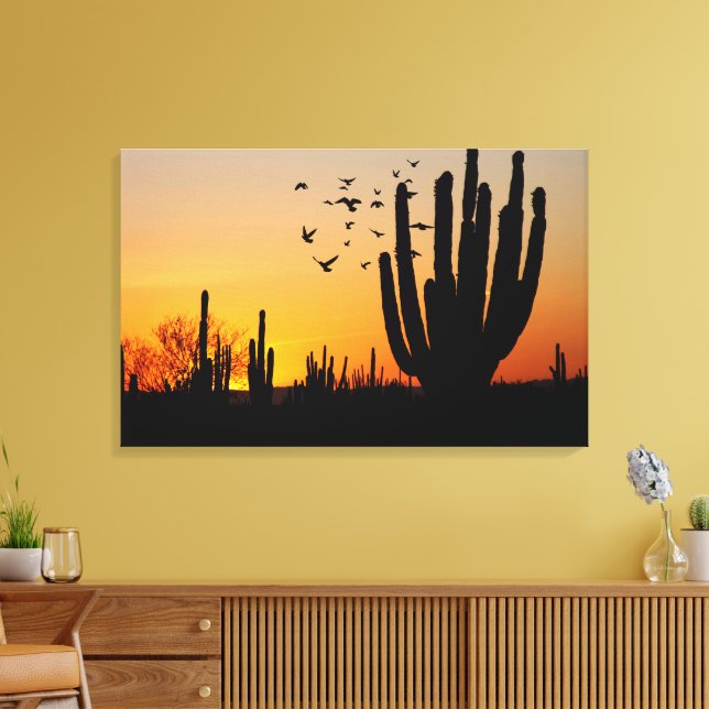 Cactus Desert Sunset Scene Canvastryck (Insitu (Vardagsrum))