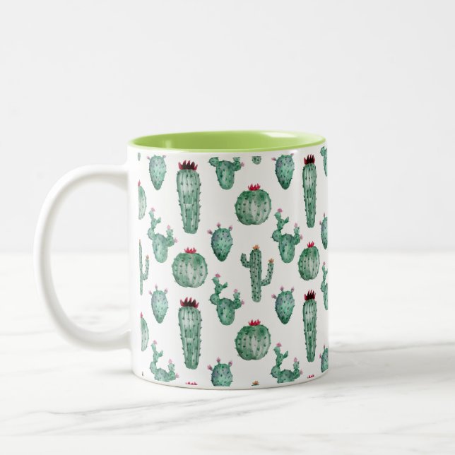 Cactus Design, Coffee Mugg, Anpassade Två-Tonad Mugg (Vänster)