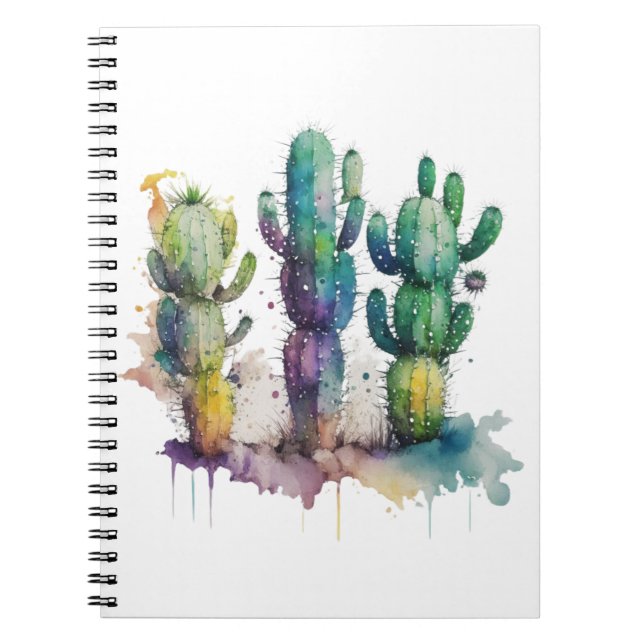 Cactus design med färgfyllda stänk anteckningsbok (Framsidan)