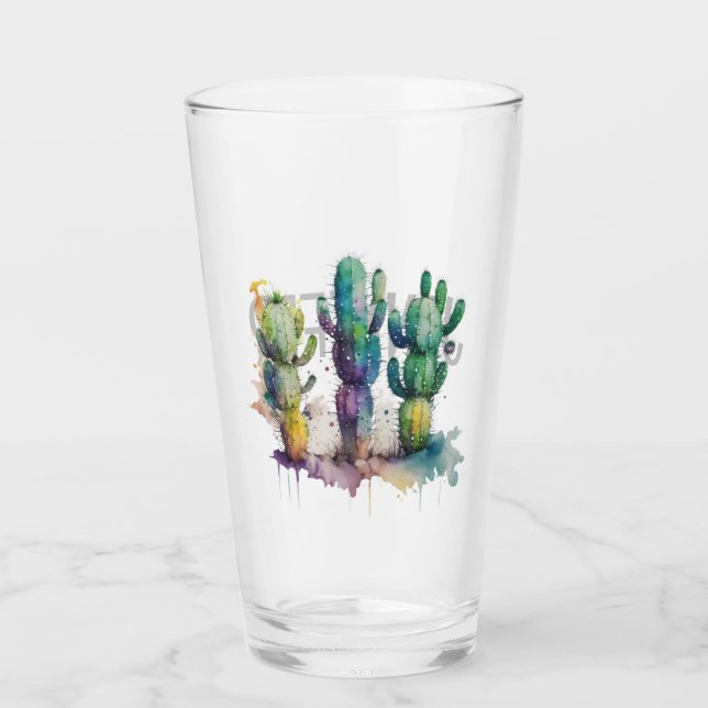 Cactus design med färgfyllda stänk glaskopp (Framsida)
