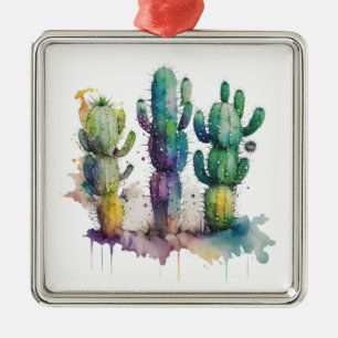 Cactus design med färgfyllda stänk julgransprydnad metall