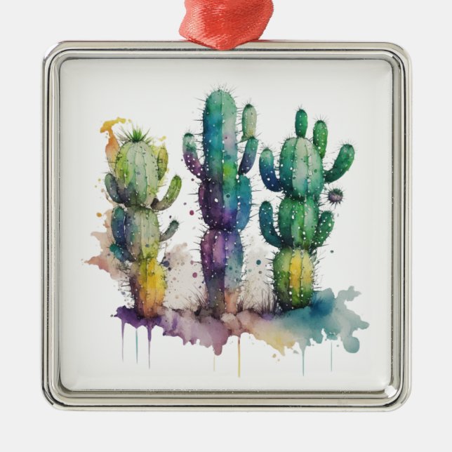 Cactus design med färgfyllda stänk julgransprydnad metall (Framsidan)