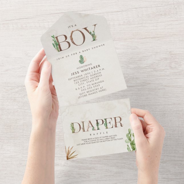 Cactus Diaper Raffle Boy Shower (Avrivbar del)