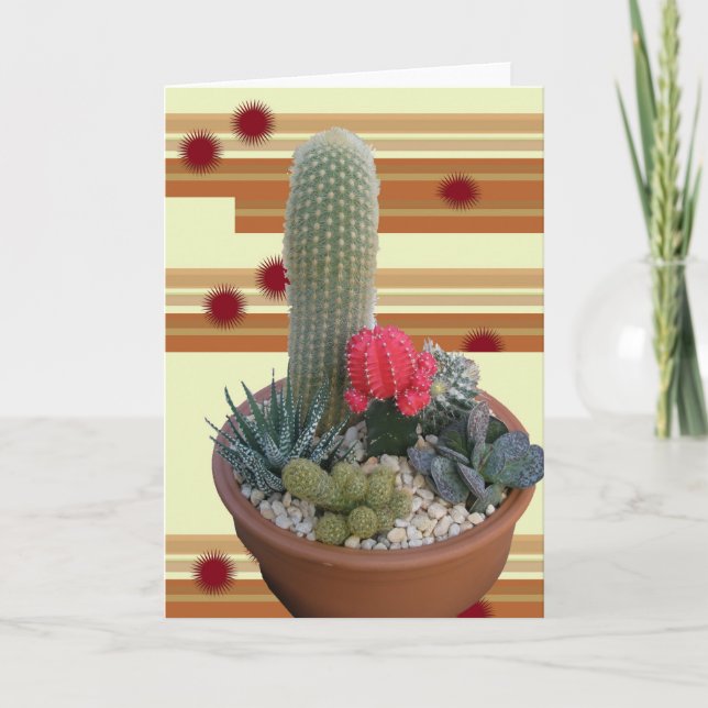 Cactus Dish Garden Note Card #2 Kort (Framsida)