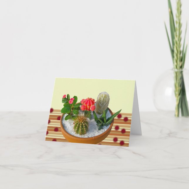Cactus Dish Garden Note Card Kort (Framsida)