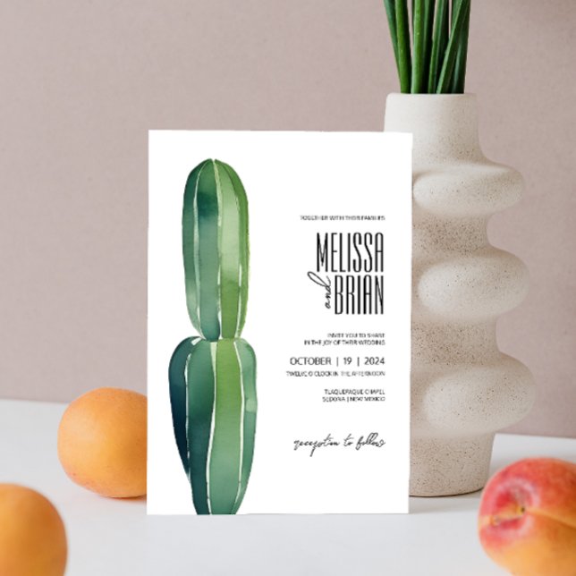 Cactus Dream ・ Modern Desert Chic ・ Botanical Boho Inbjudningar (Cactus Dream • Modern Desert Chic • Botanical Boho Invitation)