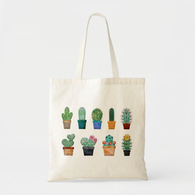 Cactus et petites plantes Tote bag Tygkasse (Framsidan)