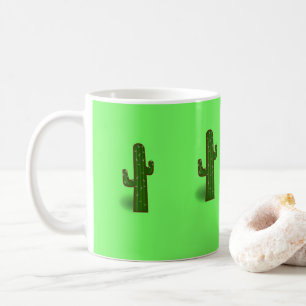 Cactus fabrik på ljust grönt kaffemugg