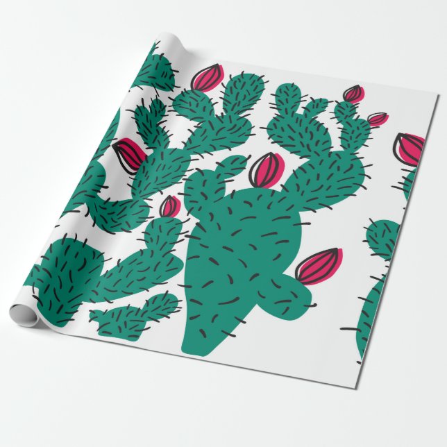 Cactus fabriken sömlös mönster. Abstrakt hipster d Presentpapper (Utrullad)