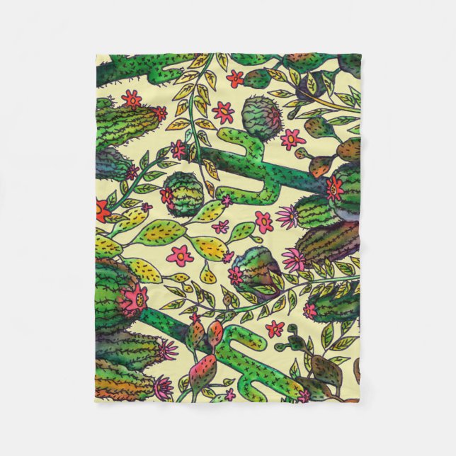 Cactus Family Mönster Fleecefilt (Framsidan)