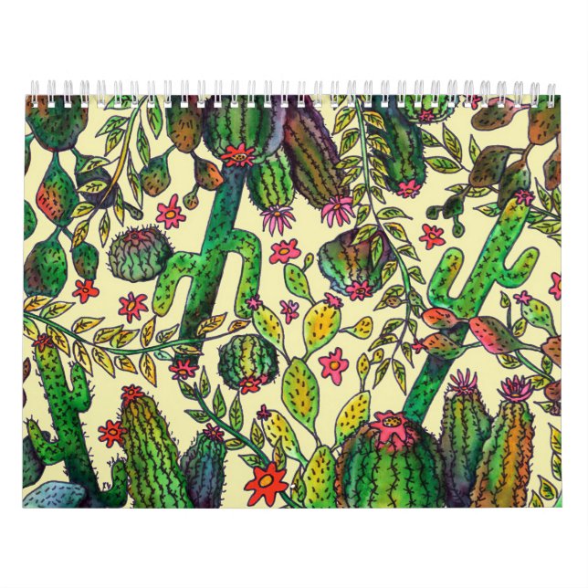 Cactus Family Mönster Kalender (Omslag)