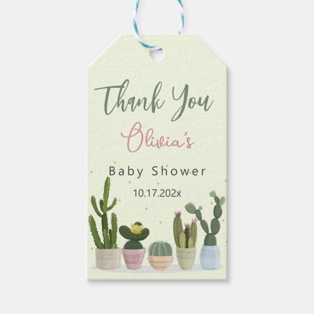 Cactus Fiesta Baby Shower Gift-Märkre Presentetikett (Framsidan)