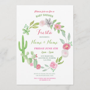 Cactus Fiesta Baby Shower Girl Boy Mexican Inbjuda Inbjudningar
