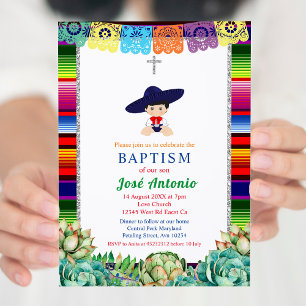 Cactus Fiesta Baptism för Boy Inbjudningar
