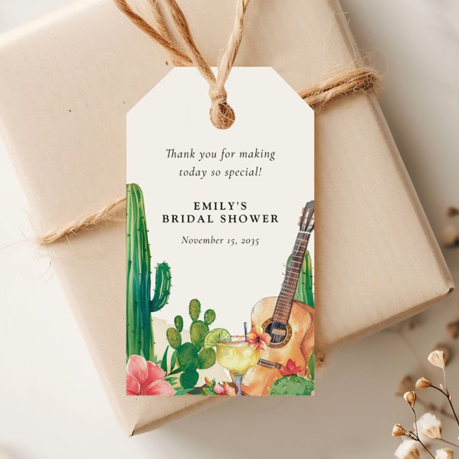 Cactus Fiesta Blommig Bröllopsdusch Presentetikett (Skapare uppladdad)