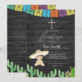 Cactus Fiesta Boy Baptism Christening Inbjudan