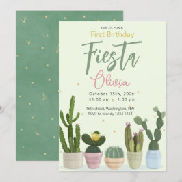 Cactus Fiesta First Birthday-inbjudan Inbjudningar