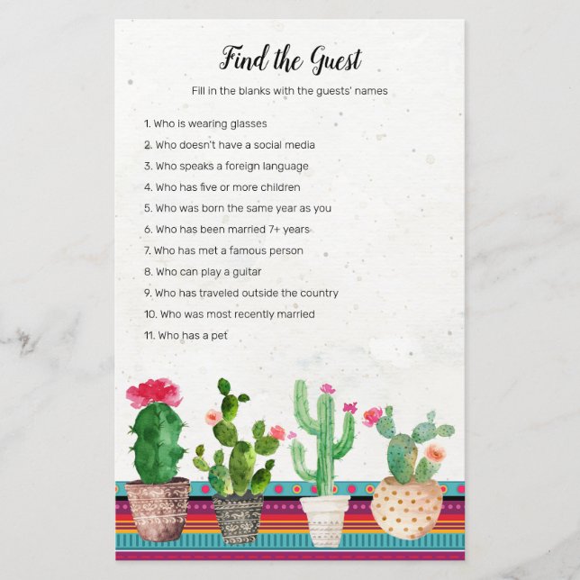 Cactus Fiesta Hitta gästspelet (Framsida)