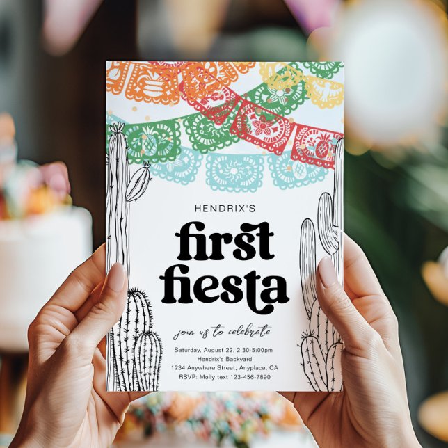 Cactus First Fiesta Birthday-inbjudan Inbjudningar (Skapare uppladdad)
