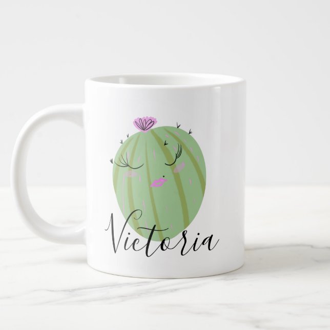 Cactus flicknamn doodle jättekaffemugg jumbo mugg (Vänster)