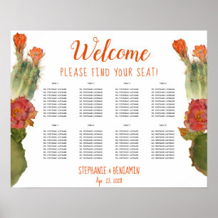 Cactus Flower 8 Bord Blommig Bröllop Placeringspla Poster