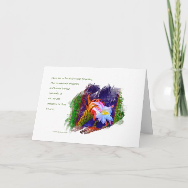 "Cactus Flower at Sunset #105" / "Birthdays are ar Kort (Framsida)