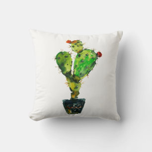 Cactus Flower Blommigt Watercolor Southwest Boho Kudde