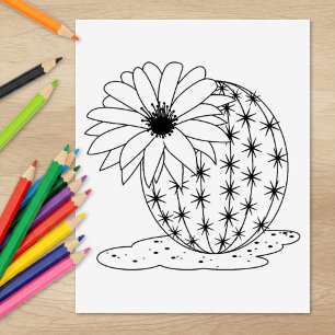 Cactus Flower Coloring Page Stämpel