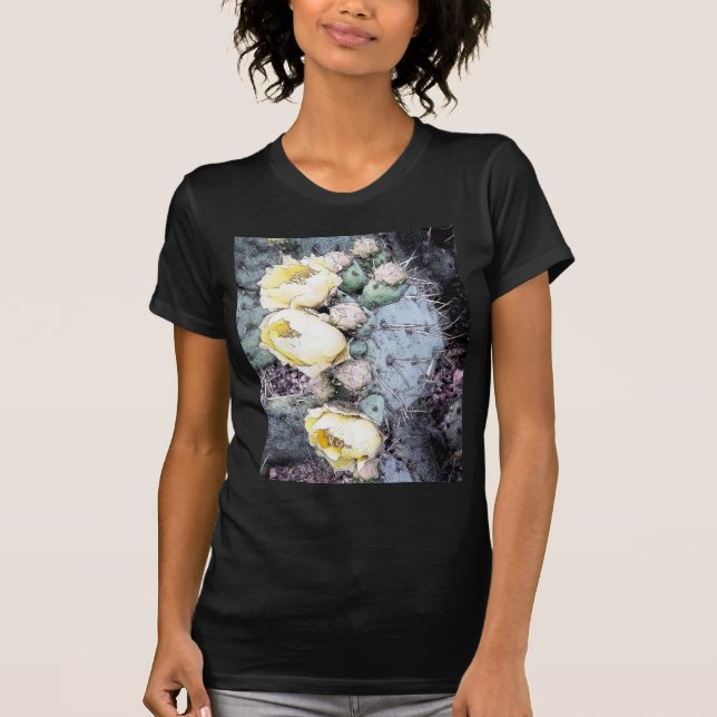 Cactus Flower Digital Bläck T-shirt (Framsida)