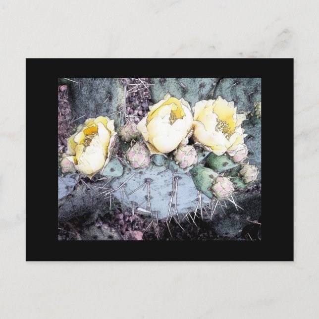 Cactus Flower Digital Bläck Vykort (Framsida)