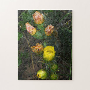 Cactus Flower Gult and Rosa Nature Vild Puzzle Pussel