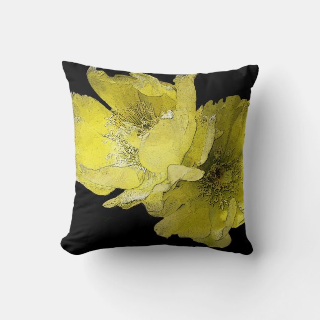 Cactus Flower MoJo Pillow, Gult Kudde (Framsida)