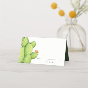 CACTUS FLOWER MONOGRAM FÖR grönt VATTENFÄRGSKRIVAR Placeringskort