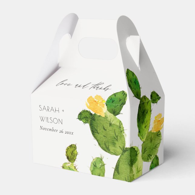 CACTUS FLOWER MONOGRAM FÖR grönt VATTENFÄRGSKRIVAR Presentaskar (Framsidan Sidan)