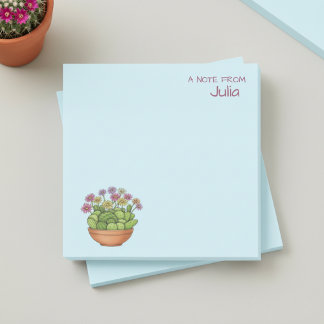 Cactus Flower Pot with Name Sticky Notes Post-it Block