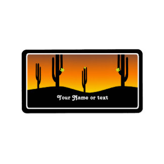 Cactus Flower Sunset Adressetikett