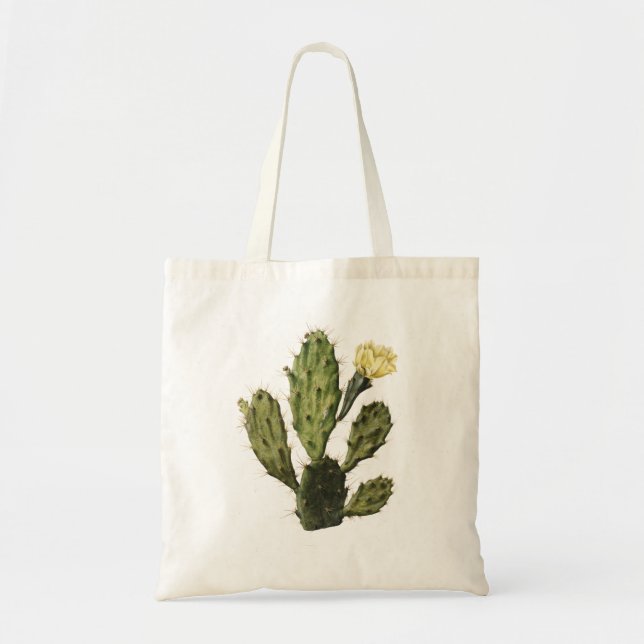 Cactus Flower Vintage Teckning Tote Bag Tygkasse (Framsidan)