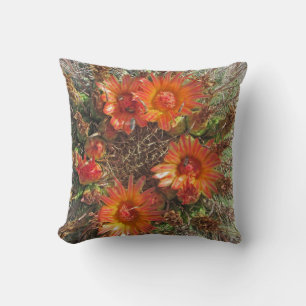 Cactus Flowers Bright Orange Blommigt Southwest Kudde