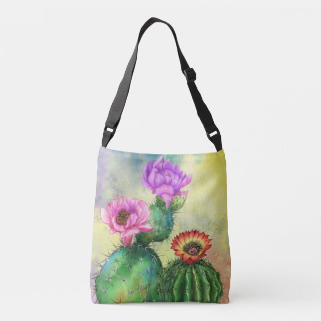 Cactus Flowers Crossbody Bag vacker Cacti Axelväska (Baksida)