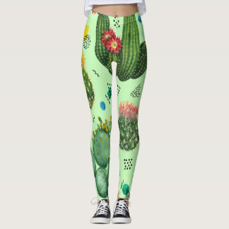 Cactus Flowers: Geometrisk bakgrund för vattenfärg Leggings