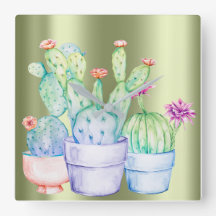 Cactus Flowers Ro Guld Peach Mint Grönt Painting