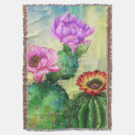 Cactus Flowers Throw Blanket Filt