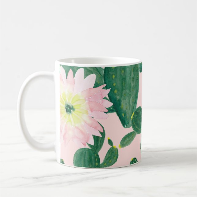 Cactus Flowers: Vattenfärgsfärgning Kaffemugg (Vänster)