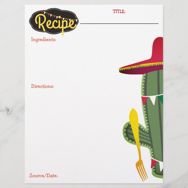 Cactus fork mexikanska matrecept letterhead (Framsida)