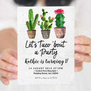 Cactus första födelsedagsinbjudan inbjudningar