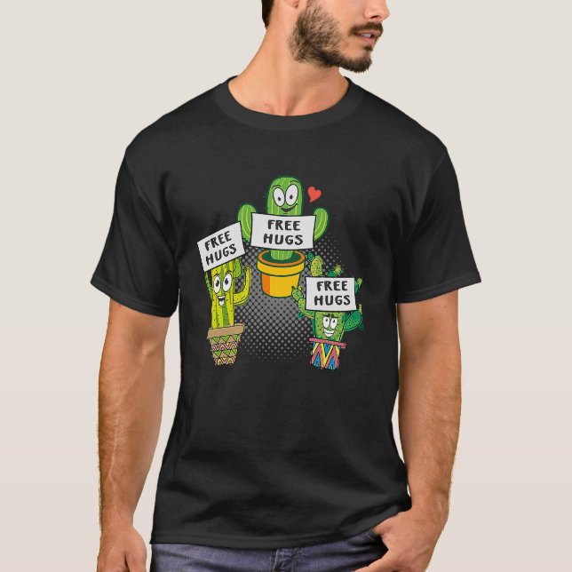 Cactus Free Hugs Cacti T Shirt (Framsida)